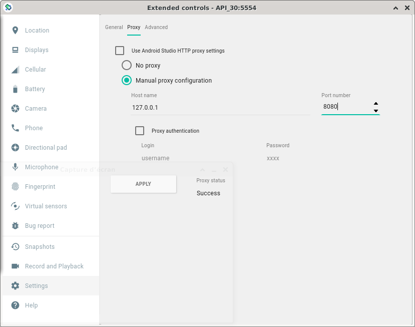 in the "Settings" sections,
under the "Proxy" tab,
enable "Manual proxy configuration" with 127.0.0.1 and port 8080